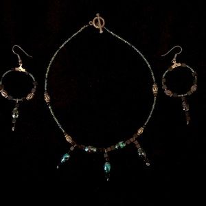 Funky beaded necklace and earrings set